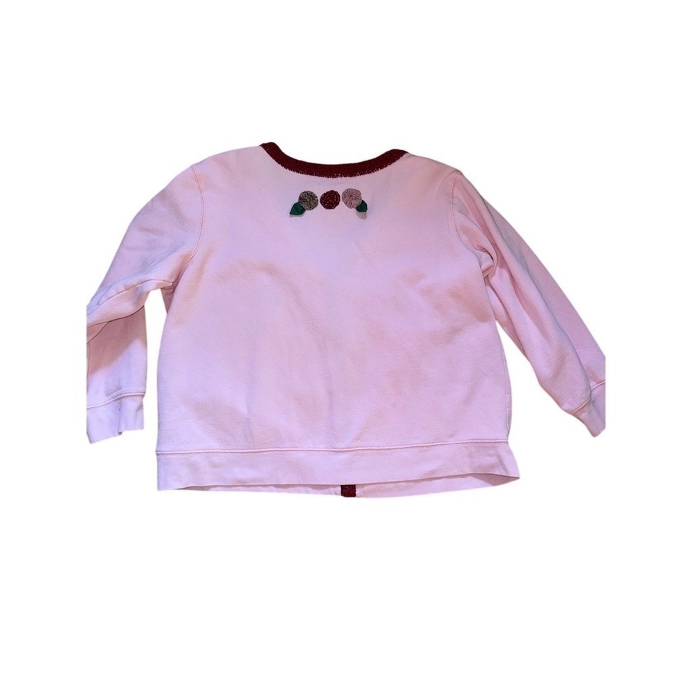 Handmade Grandmacore Cardigan Sweater crochet M Pink Floral Button comfycore - Picture 8 of 8
